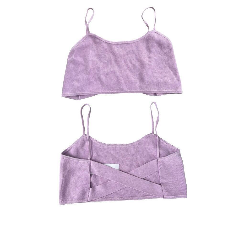 NEW by Anthropologie Size XL Tank Crop Top Stretch Ribbed Knit Crisscross Straps